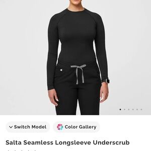 Figs Salta Seamless Longsleeve Underscrub - Black size medium worn